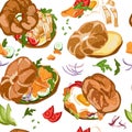 Bagel seamless pattern on a white background.Vector illustrationation Royalty Free Stock Photo