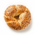 Sesame Seed Bagel On White Background