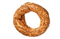 Bagel Simit or Gevrek Isolated on white background, top view.