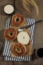 Bagels with Cream Cheese Spread Royalty Free Stock Photo