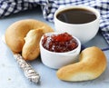 Bagels, jam and coffee Royalty Free Stock Photo