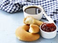 Bagels, jam and coffee Royalty Free Stock Photo
