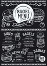 Bagel menu restaurant, food template. Royalty Free Stock Photo