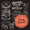 Bagel menu restaurant, food template. Royalty Free Stock Photo