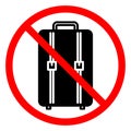 Baggage ban icon. No baggage sign. Suitcase is prohibited. Travel concept