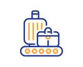 Baggage belt line icon. Travel bag claim sign. Vector