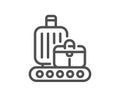 Baggage belt line icon. Travel bag claim sign. Vector