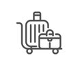 Baggage cart line icon. Travel luggage bag sign. Vector