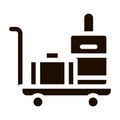 Baggage Cart With Valise Vector Icon