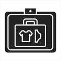 Baggage check black glyph icon. Check for prohibited items. Using a special scanner. Pictogram for web page, mobile app, promo. UI Royalty Free Stock Photo