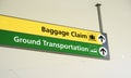 Baggage claim and Ground Transportation sign Royalty Free Stock Photo