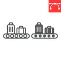 Baggage claim line and glyph icon, airport and luggage, baggage claim vector icon, vector graphics, editable stroke