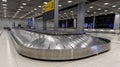 Baggage conveyor belt at the airport. Empty luggage claim line in airport Royalty Free Stock Photo