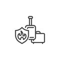 Baggage insurance line icon