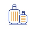 Baggage line icon. Travel luggage bag sign. Vector