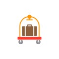 Baggage, luggage trolley icon vector, filled flat sign, solid colorful pictogram isolated on white.