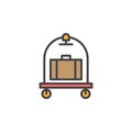 Baggage, luggage trolley line icon, filled outline vector sign, linear colorful pictogram isolated on white.