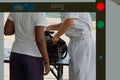 Security checking of baggage. Royalty Free Stock Photo