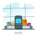 Baggage security checkpoint in airport terminal. Vector hand drawn illustration. Royalty Free Stock Photo