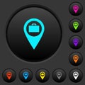 Baggage storage GPS map location dark push buttons with color icons