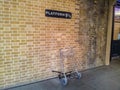 Baggage trolley at the Platform 9 and 3/4 at Kings Cross Station, London Royalty Free Stock Photo