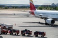 Baggages transported to an airplane