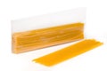 Bagged and out-of-bag bunch of spaghetti isolated on white background
