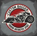 Bagger custom Motorcycle circular badge Royalty Free Stock Photo