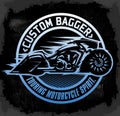 Bagger custom Motorcycle circular badge Royalty Free Stock Photo