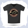 Bagger Motorcycle badge Graphic T- shirt design Royalty Free Stock Photo