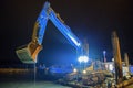 Dredger at night