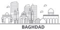 Baghdad architecture line skyline illustration. Linear vector cityscape with famous landmarks, city sights, design icons Royalty Free Stock Photo
