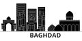 Baghdad architecture vector city skyline, travel cityscape with landmarks, buildings, isolated sights on background
