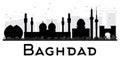 Baghdad City skyline black and white silhouette. Royalty Free Stock Photo