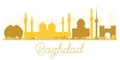 Baghdad City skyline golden silhouette.