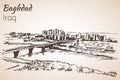Baghdad cityscape - Iraq. Sketch. Royalty Free Stock Photo