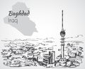 Baghdad cityscape - Iraq. Sketch. Royalty Free Stock Photo