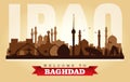 Baghdad Iraq city skyline vector silhouette