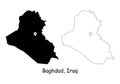 Baghdad Iraq. Detailed Country Map with Location Pin on Capital City.