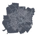 Baghdad map. Detailed map of Baghdad city poster with streets. Cityscape vector