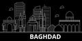 Baghdad silhouette skyline. Iraq - Baghdad vector city, iraqi linear architecture, buildings. Baghdad travel Royalty Free Stock Photo
