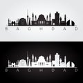 Baghdad skyline and landmarks silhouette