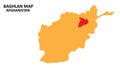 Baghlan State and regions map highlighted on Afghanistan map