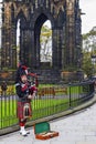 Bagpiper on a street in Edinburgh, Scotland Royalty Free Stock Photo