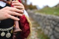 Bagpiper player of the Bergamo valleys of northern Italy Royalty Free Stock Photo