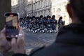 Bagpipers parade during remebrance sunday