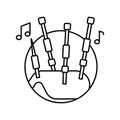 Bagpipes in circle icon. Simple line, outline vector elements of musical instrument icons for ui and ux, website or