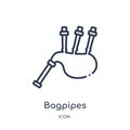 Bagpipes icon from music outline collection. Thin line bagpipes icon isolated on white background