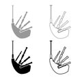 Bagpipes icon outline set grey black color