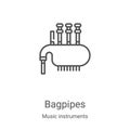 bagpipes icon vector from music instruments collection. Thin line bagpipes outline icon vector illustration. Linear symbol for use